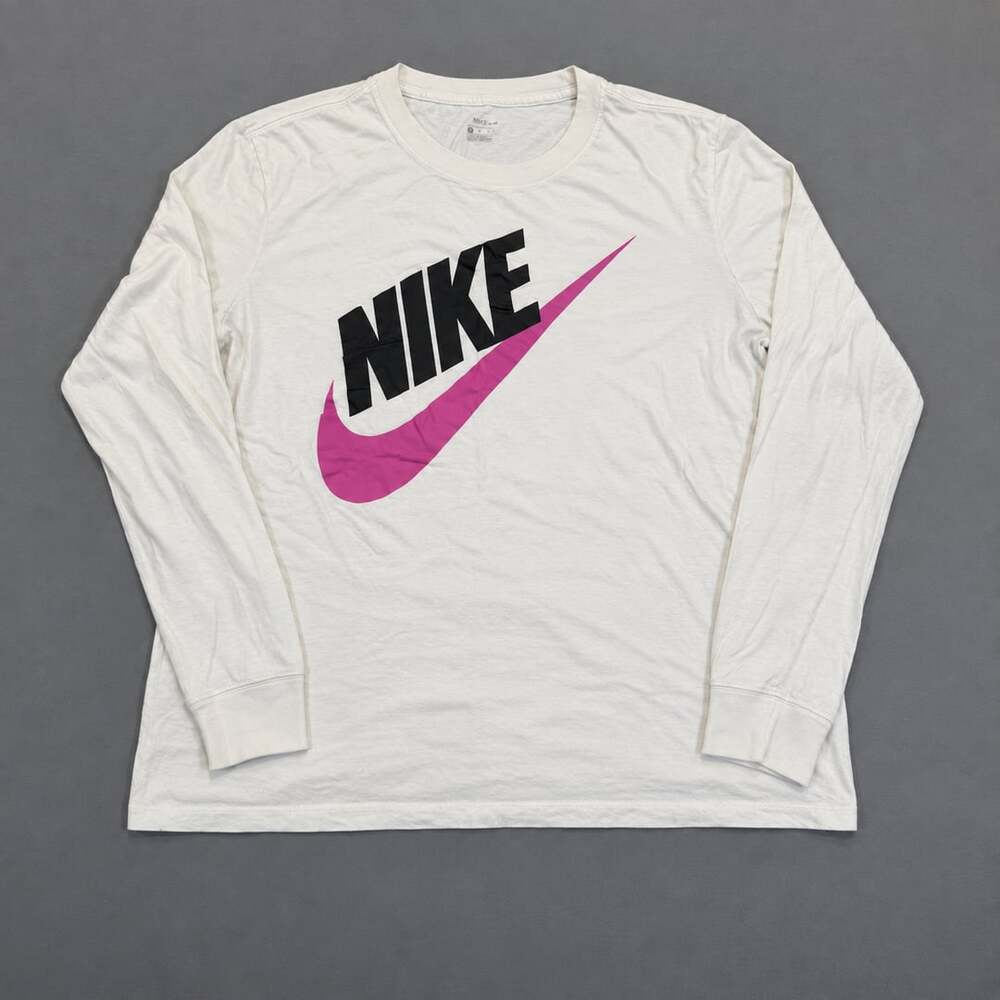 Nike Long Sleeve Graphic T-Shirt Size M White Black Pink
